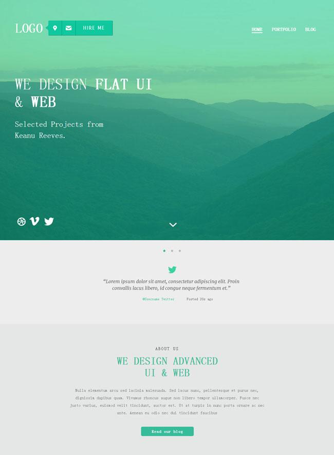 绿色大山设计网站模板_珊瑚贝