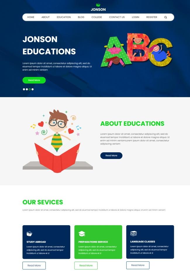 外语教育服务机构网站模板_珊瑚贝