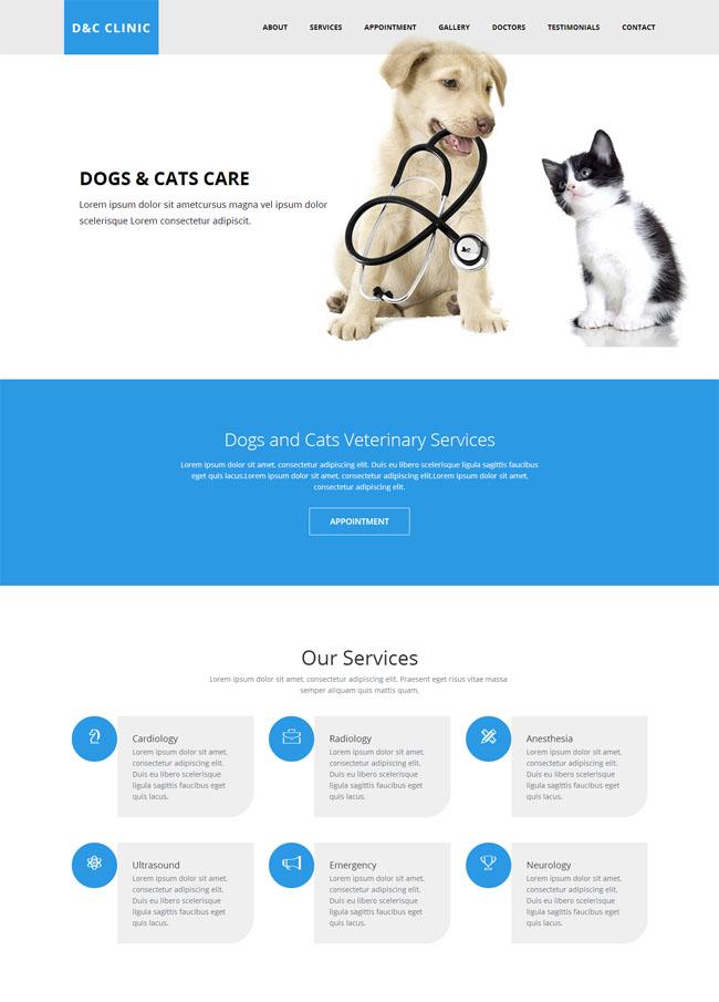 宠物医院HTML5网站模板_珊瑚贝